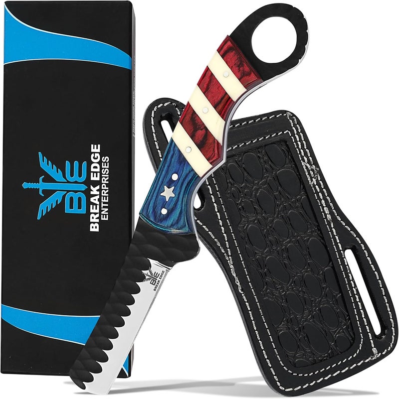 BE BREAK EDGE Cow Boy Knife, Hand Forged Steel Bull Cutter Knife with Sheath Best Gift for Girl Friend and Boy Friend. - Image 1